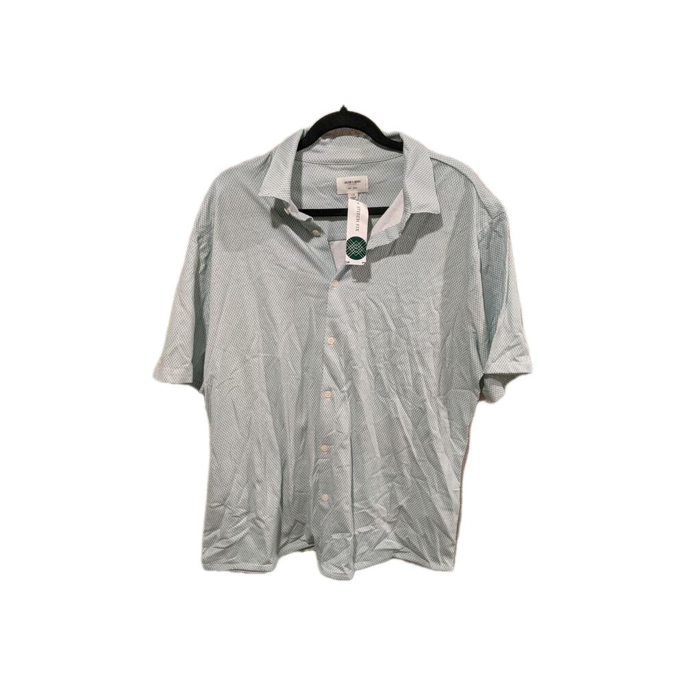 Julian & Mark Men's Blue/Green L Short Sleeve Jersey Knoven Shirt NWT